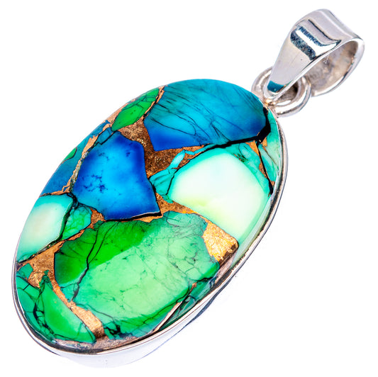 Premium Peacock Dahlia Turquoise Pendant 1 5/8" (.925 Sterling Silver)