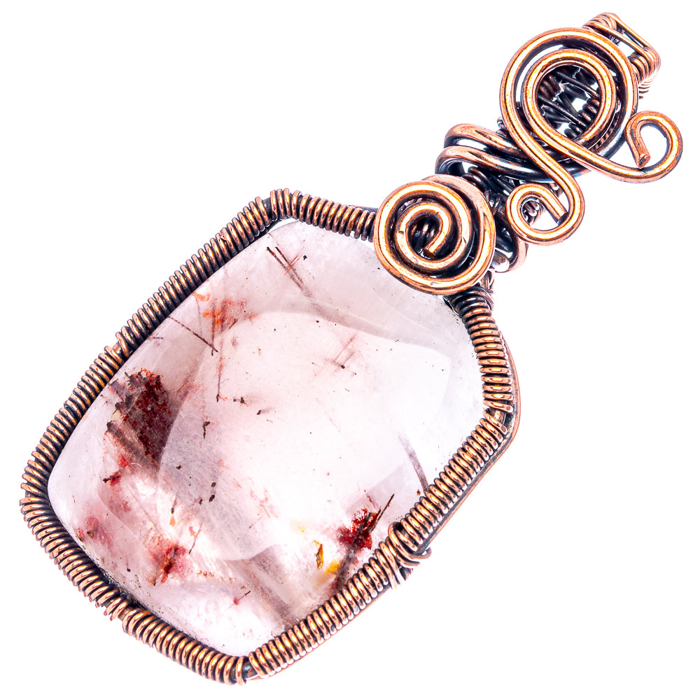 Rutilated Quartz Wire Wrap Pendant 2 1/8" (Oxidized Copper)