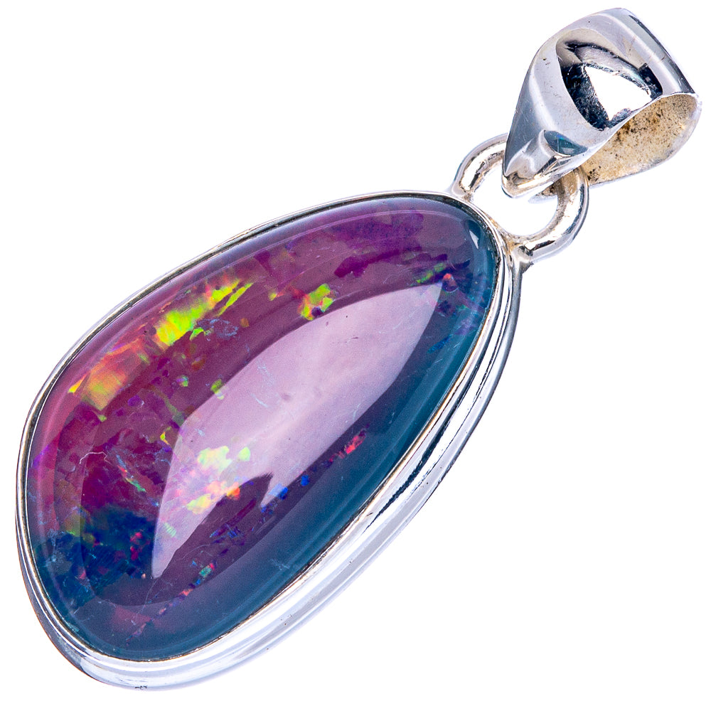 Sterling silver opal pendant with oval purple-blue triplet gemstone and bail