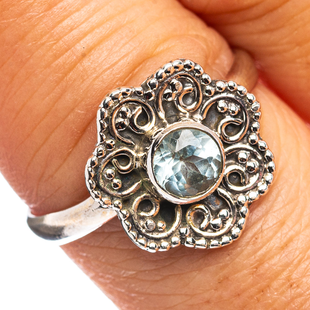 Blue Topaz Ring Size 8.5 (.925 Sterling Silver)