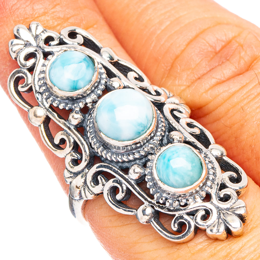 Large Larimar 925 Sterling Silver Ring Size 6.5 (925 Sterling Silver) R6422