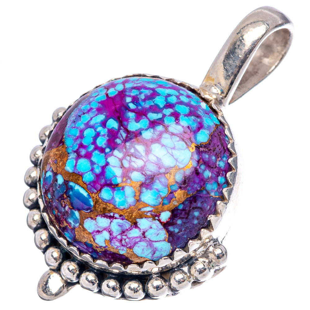 Purple Copper Turquoise Pendant 1 1/8" (.925 Sterling Silver)