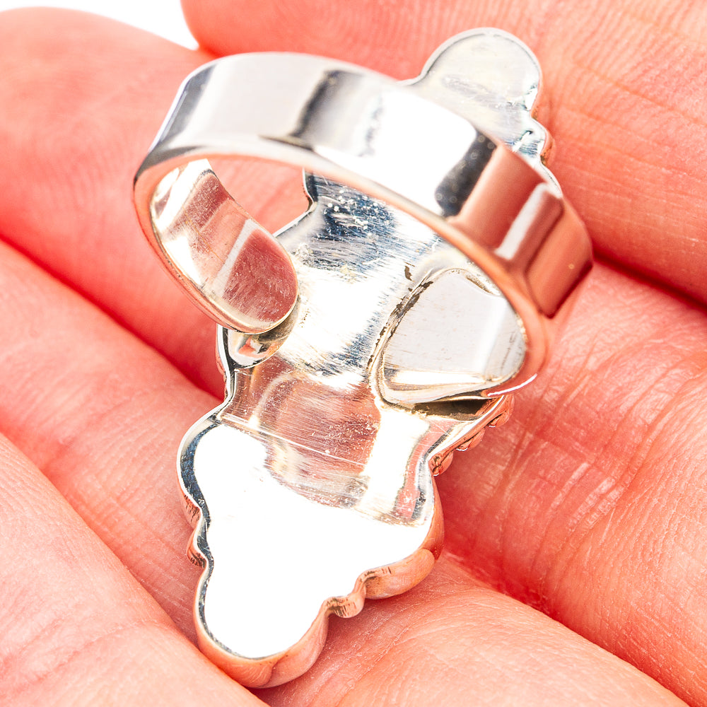 Exclusive Native Style Red Dahlia Turquoise, Mojave Turquoise Ring Size 6 Adjustable (.925 Sterling Silver)