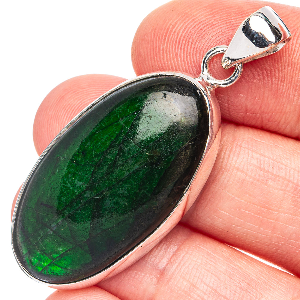 Green Labradorite Pendant 1 3/4" (925 Sterling Silver) P45141