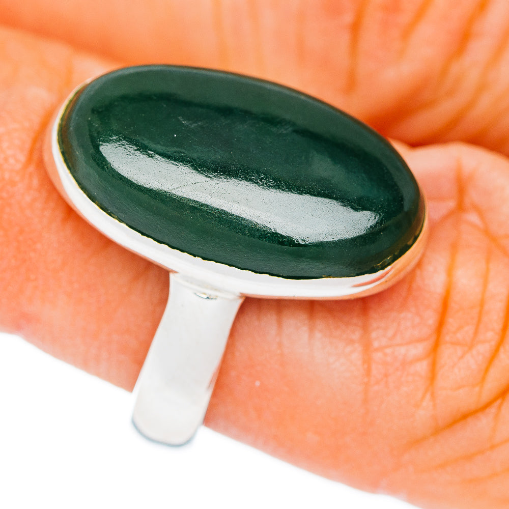 Premium Nephrite Jade Ring Size 6.5 Adjustable (.925 Sterling Silver)