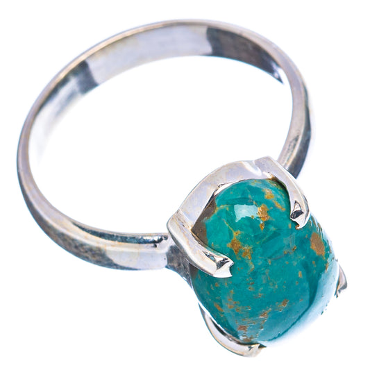 Oval turquoise ring in .925 sterling silver, band with raised bezel setting