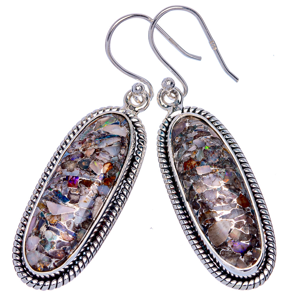 Brecciated Ethiopian Opal Earrings 1 3/4" (925 Sterling Silver) E433082