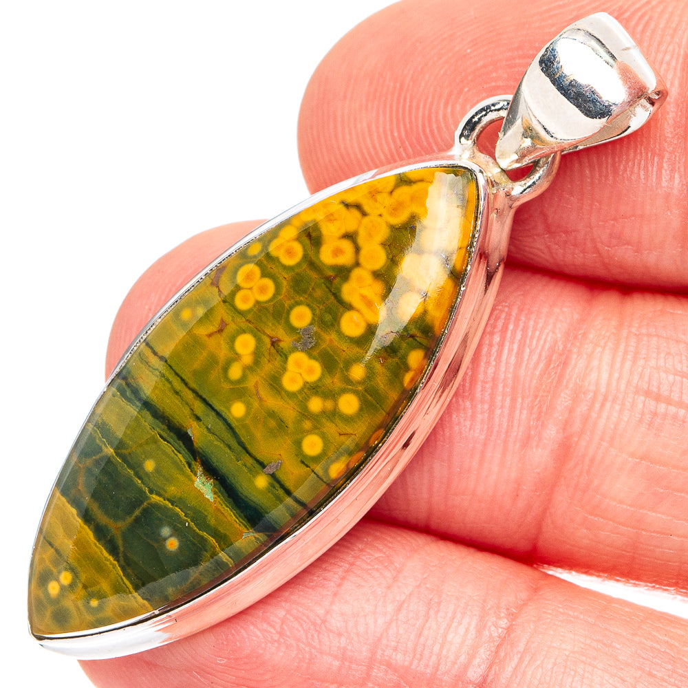 Ocean Jasper Pendant 1 5/8" (.925 Sterling Silver)
