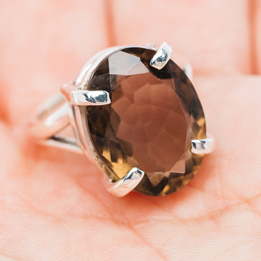 Premium Smoky Quartz Ring Size 7 (.925 Sterling Silver)