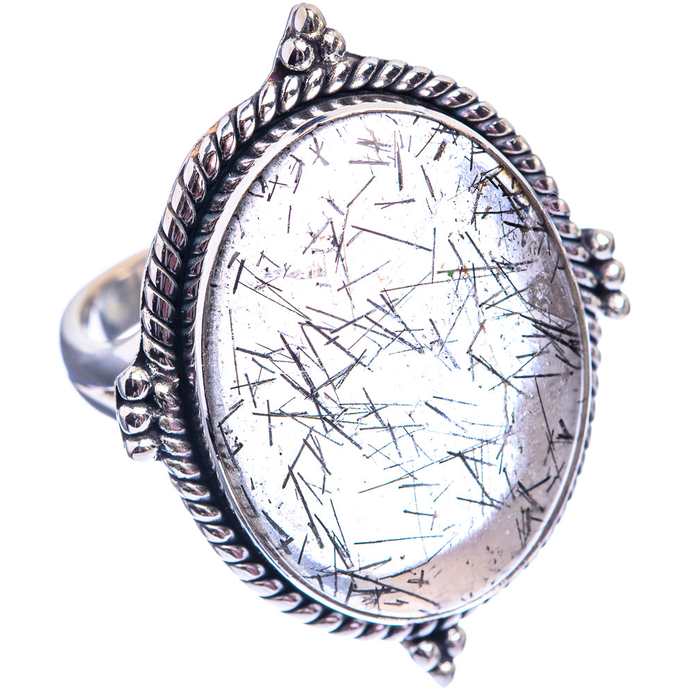 Large Tourmalinated Quartz Ring Size 11.5 (925 Sterling Silver) R142188