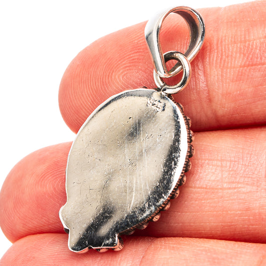 Green Aurora Opal Pendant 1 3/8" (.925 Sterling Silver)