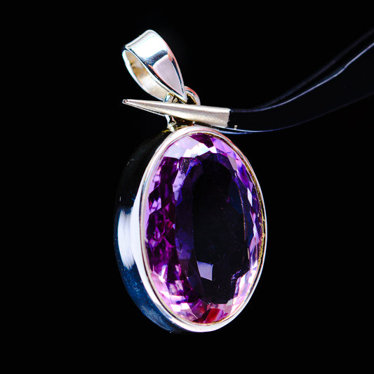 16.4ct Faceted Brazilian Amethyst Pendant 1 1/4" (.925 Sterling Silver)