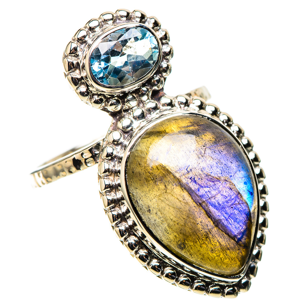 Premium Labradorite, Blue Topaz Ring Size 6.25 (925 Sterling Silver) RING138103