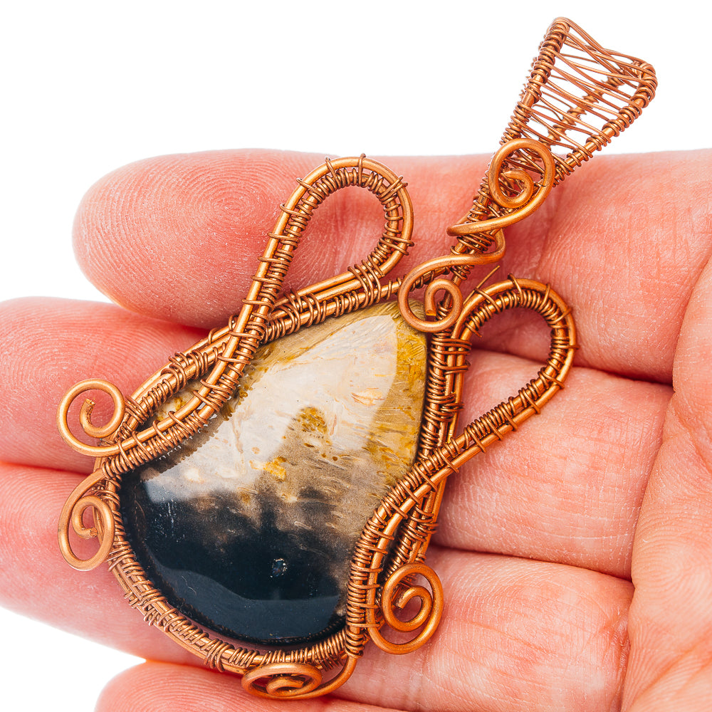 Petrified Palm Root Wire Warp Pendant 2 1/2" (Copper)