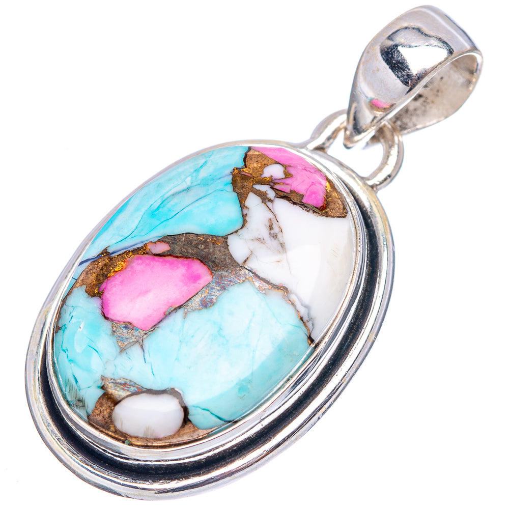 Cotton Candy Turquoise Pendant 1 1/4" (.925 Sterling Silver)
