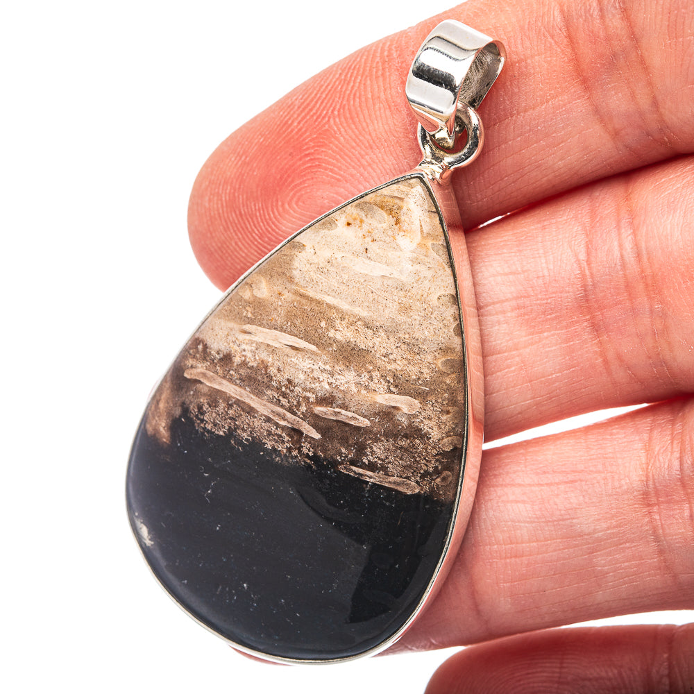 Palm Root Agate Pendant 2 1/8" (.925 Sterling Silver)