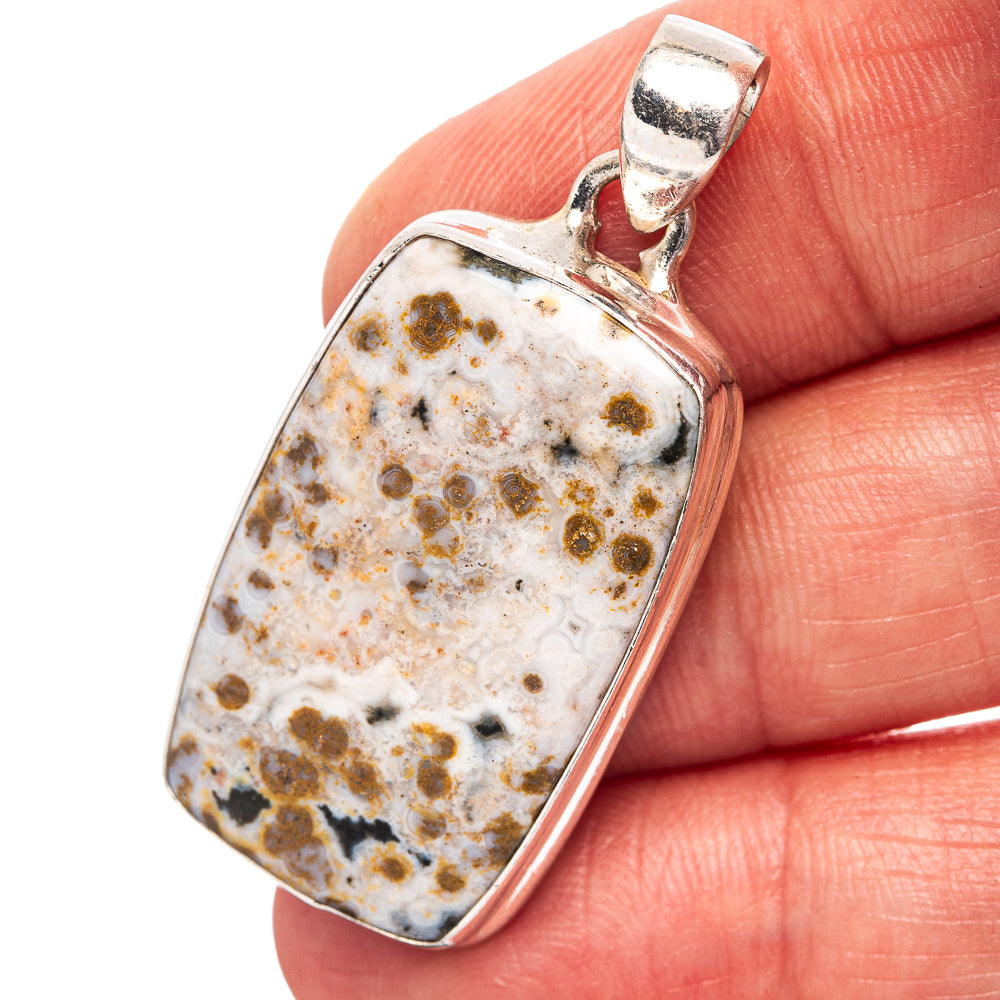 Ocean Jasper Pendant 1 5/8" (.925 Sterling Silver)