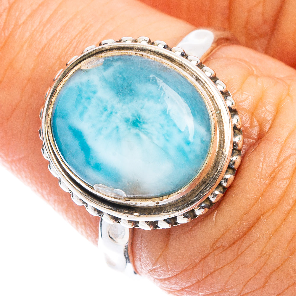 Rare Larimar Ring Size 7.25 (925 Sterling Silver) R7793
