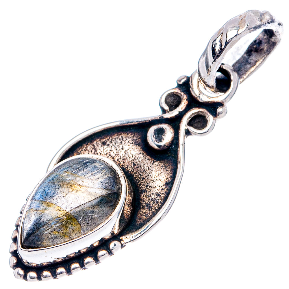 Labradorite Dainty Pendant 1 1/8" (.925 Sterling Silver)