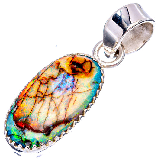 Sterling silver opal pendant with teardrop iridescent stone and hinged bail