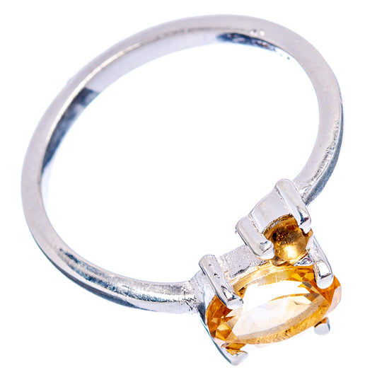 Sterling silver dainty ring with oval citrine gemstone and four-prong setting
