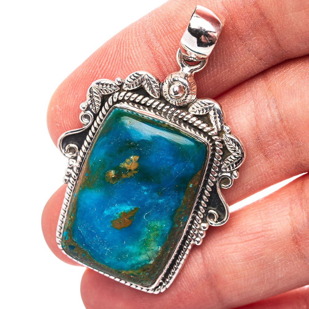 Premium Southwestern Style Peruvian Opal Pendant 1 7/8" (.925 Sterling Silver)