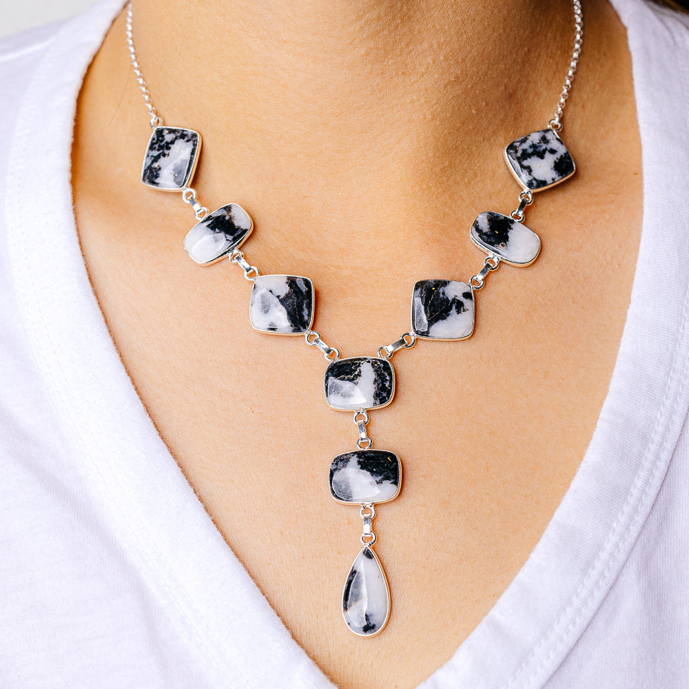 Zebra Jasper Necklace 16.125 (925 Sterling Silver) N90178