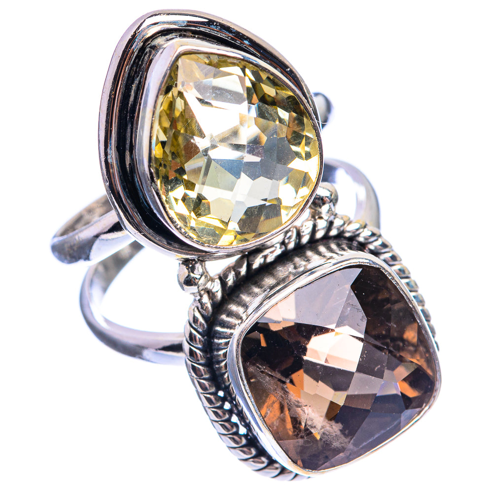 Large Smoky Quartz, Citrine Ring Size 7 (925 Sterling Silver) R143044
