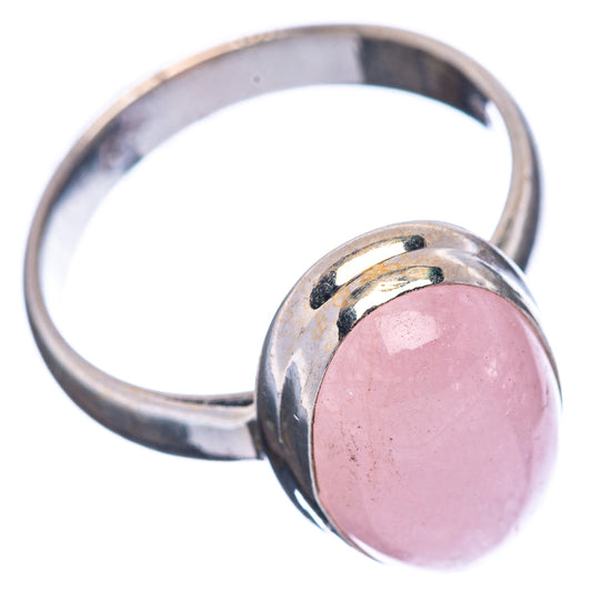 Sterling silver oval kunzite ring, pink bezel stone; size 7.25