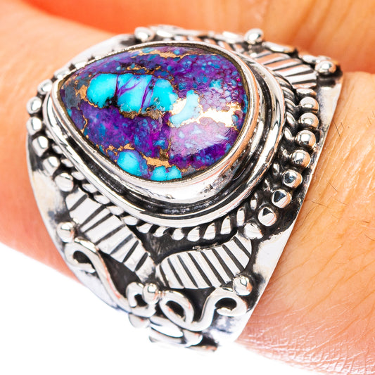 Purple Copper Composite Turquoise Ring Size 7.75 (925 Sterling Silver) R4618