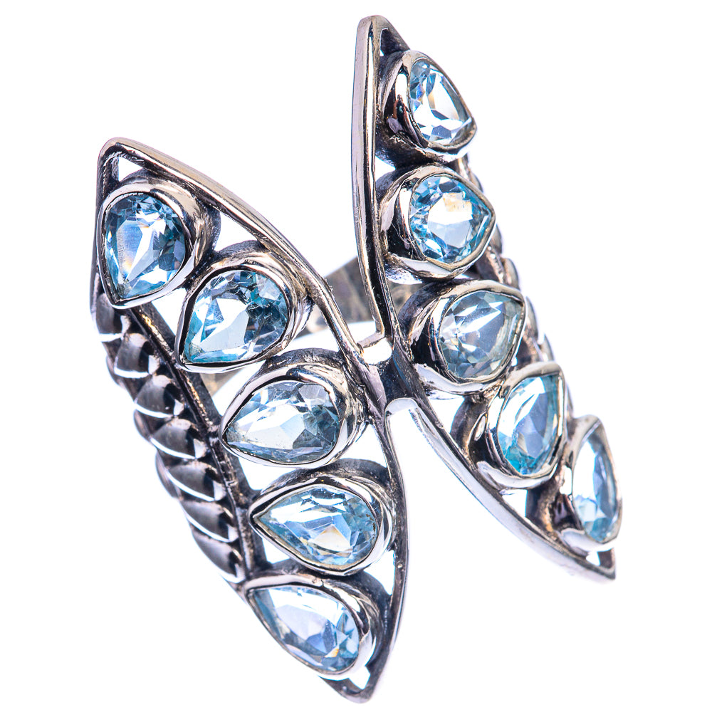 Large Blue Topaz 925 Sterling Silver Ring Size 6