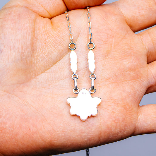 Southwestern Style Kingman Turquoise Necklace 16 to 18" (.925 Sterling Silver)