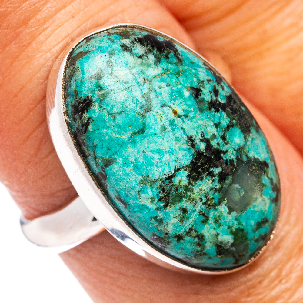 Premium African Turquoise Jasper Ring Size 8 Adjustable (.925 Sterling Silver)