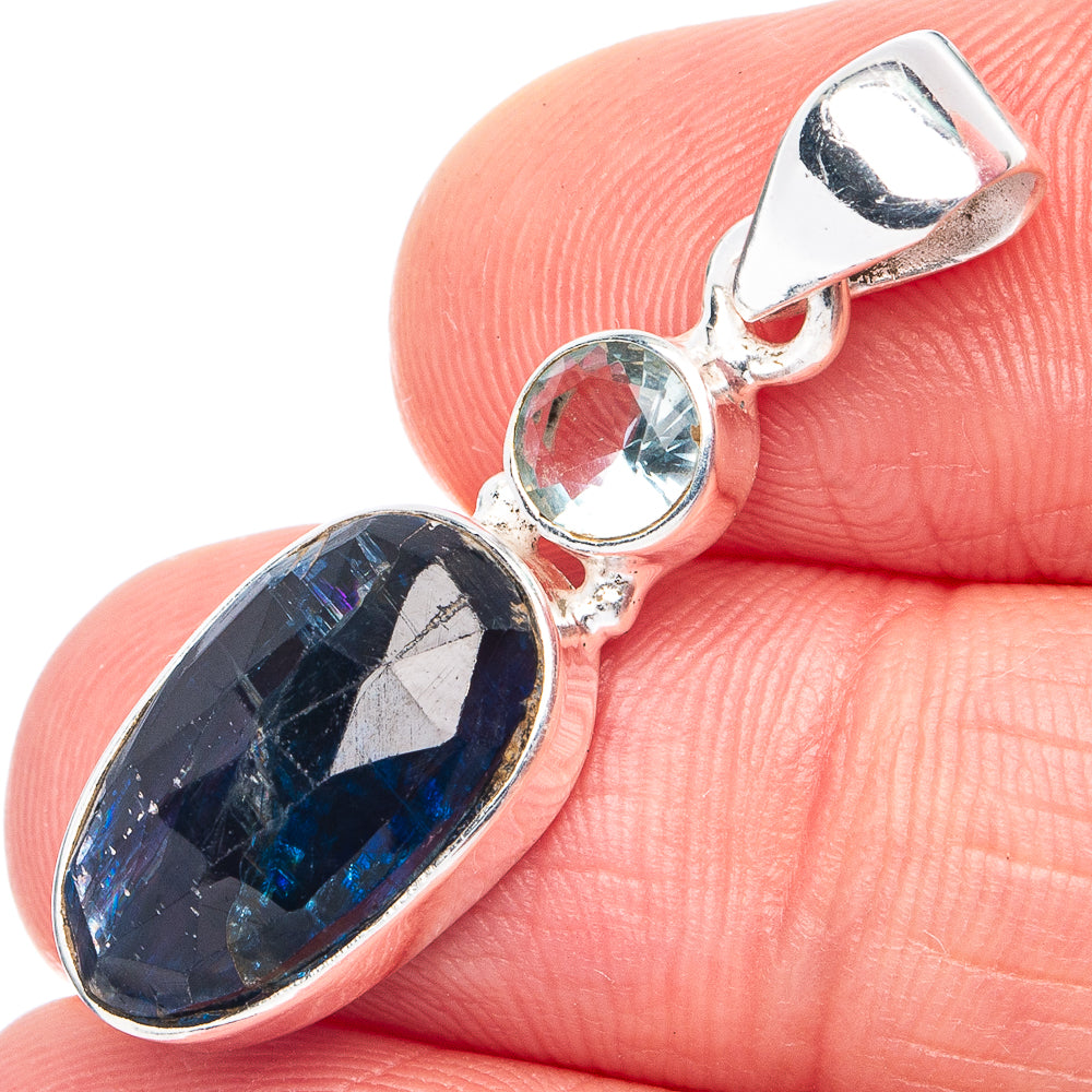 Kyanite, Blue Topaz Pendant 1 1/4" (925 Sterling Silver) P45419