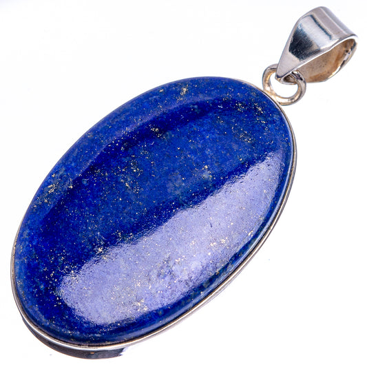 Lapis lazuli pendant with oval blue stone and sterling silver bail set in bezel