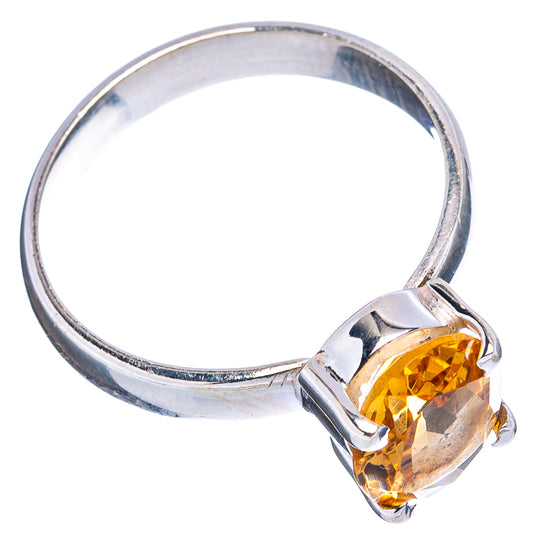 Sterling silver ring with square faceted yellow citrine in open prong setting
