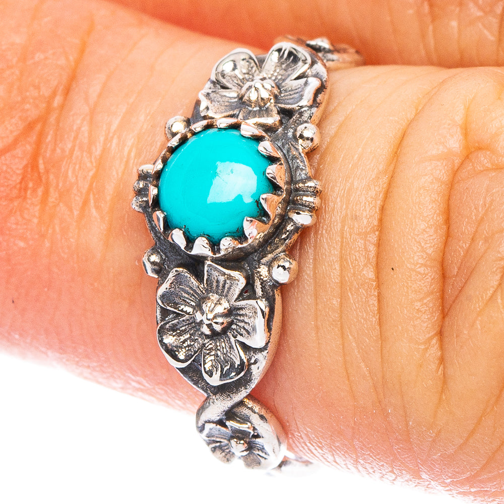 Value Arizona Turquoise Flower Ring Size 5.75 (925 Sterling Silver) R7254