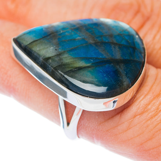 Large Premium Spectrolite Ring Size 7.75 (.925 Sterling Silver)