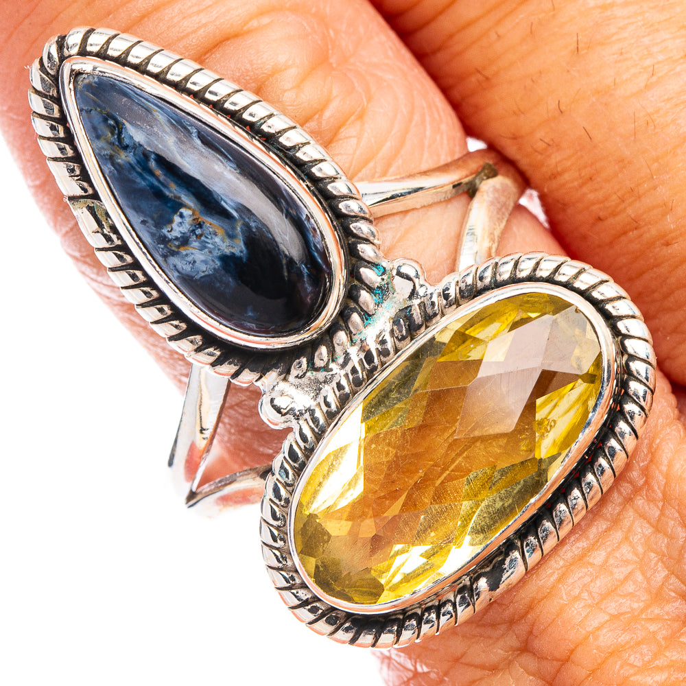 Large Citrine, Pietersite Ring Size 12 (925 Sterling Silver) R7431