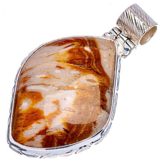 Peanut Wood Jasper Pendant 1 3/4" (.925 Sterling Silver)