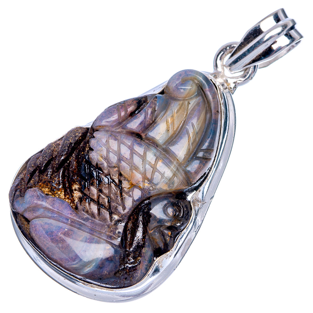 Boulder Opal Swan Pendant 1 5/8" (925 Sterling Silver) P40179