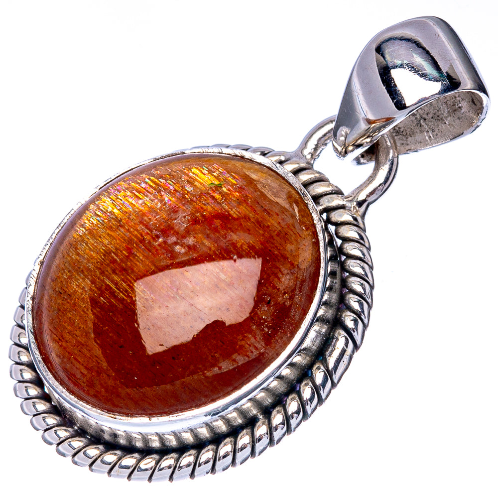 Sunstone Pendant 1 1/8" (.925 Sterling Silver)