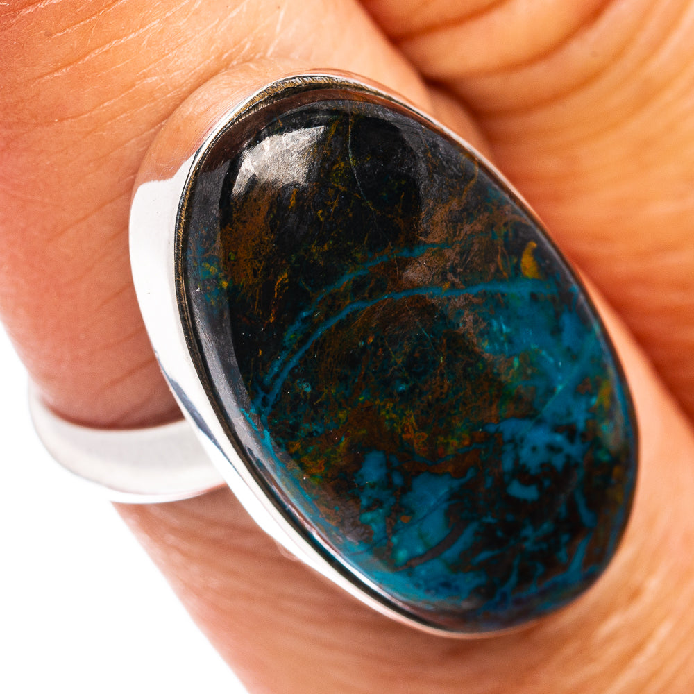 Premium Chrysocolla Ring Size 7 Adjustable (.925 Sterling Silver)
