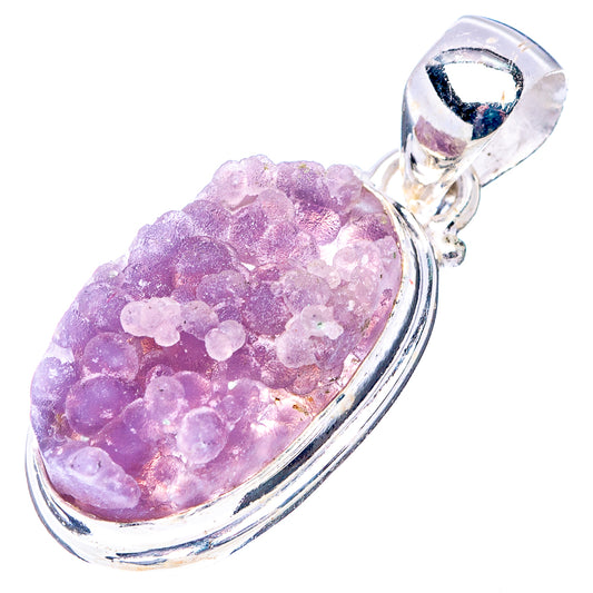 Sterling silver oval druzy agate pendant in purple with curved bail