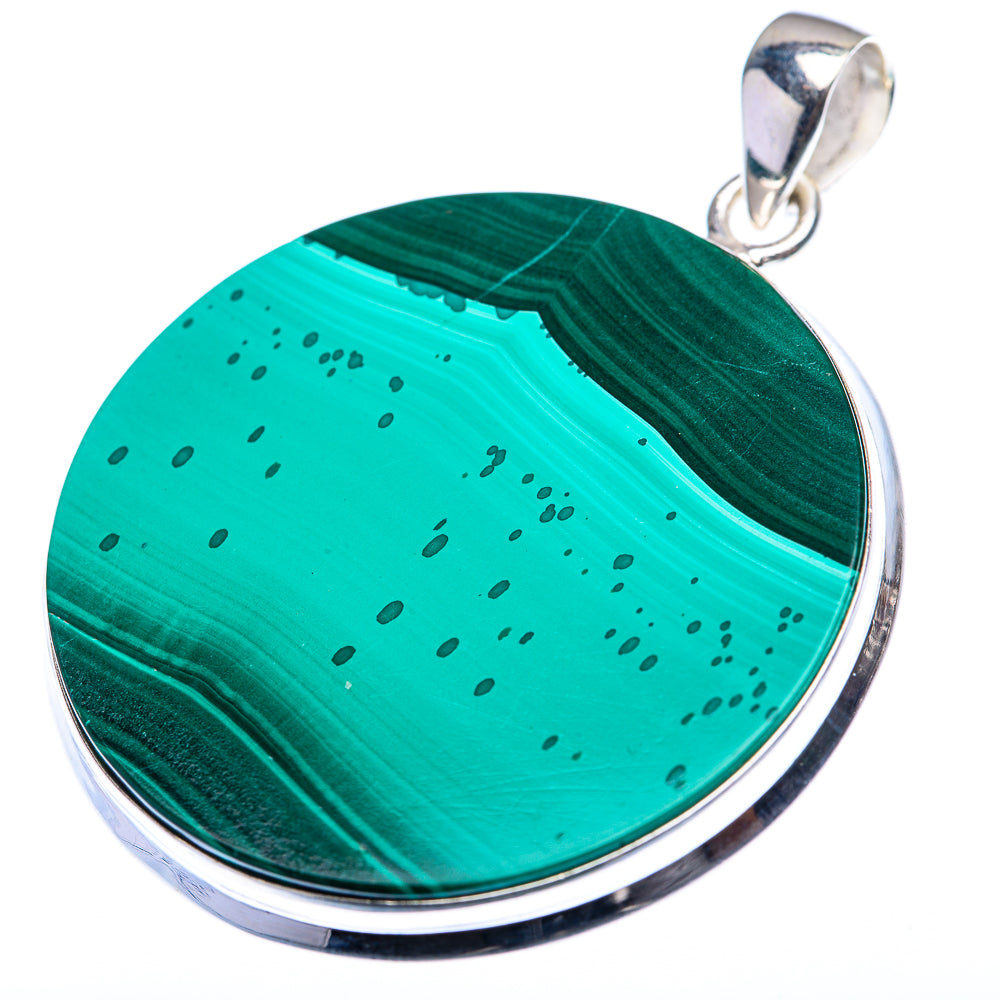Malachite Coin Pendant 1 7/8" (925 Sterling Silver) PD38468