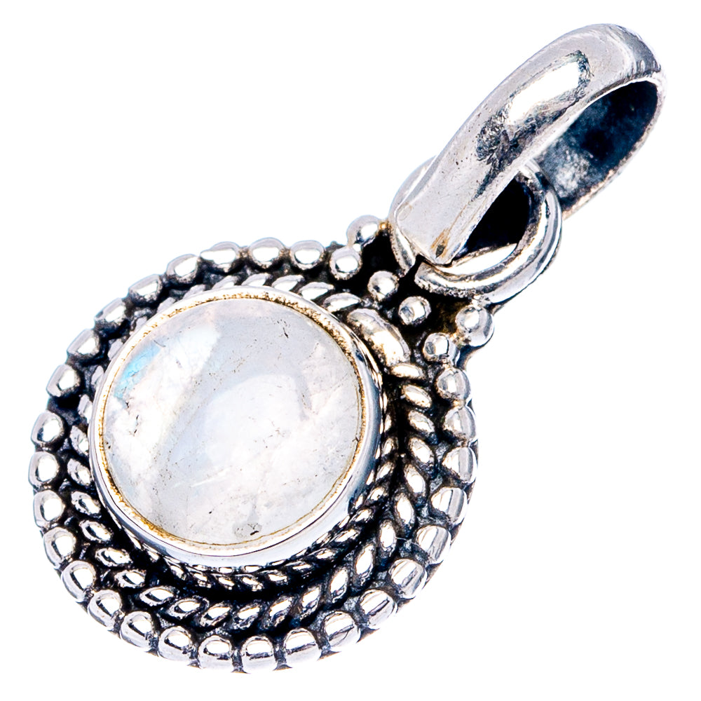 Dainty Rainbow Moonstone Pendant 7/8" (.925 Sterling Silver)