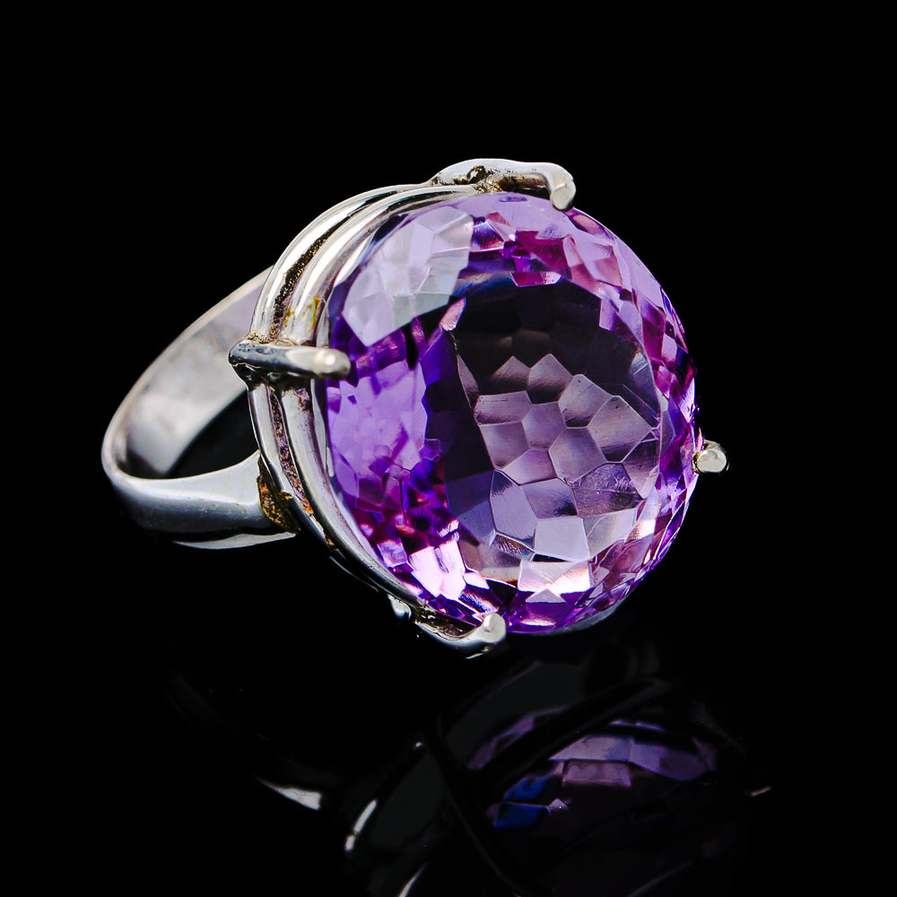 11.86ct Faceted Brazilian Amethyst Ring Size 7.5 (.925 Sterling Silver)