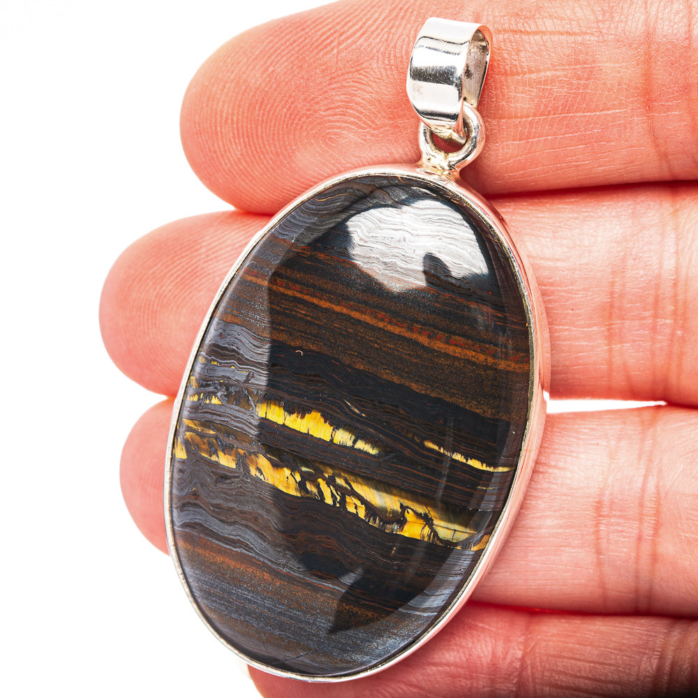 Tiger Iron Pendant 2 1/8" (.925 Sterling Silver)