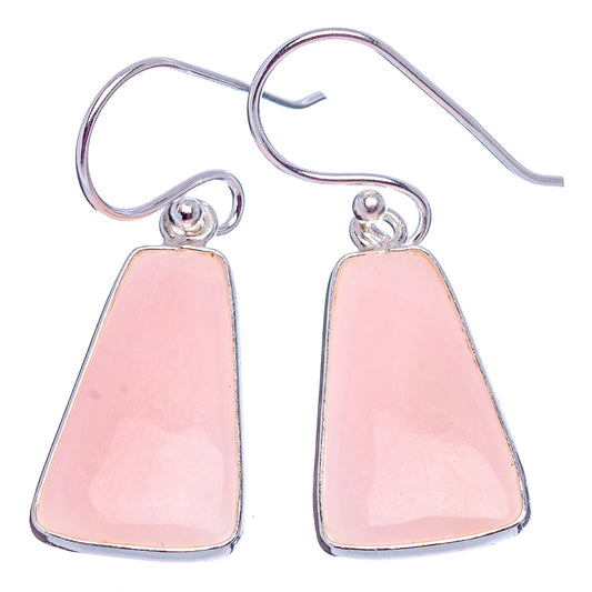 Pink opal drop earrings in .925 sterling silver with pink teardrop stones