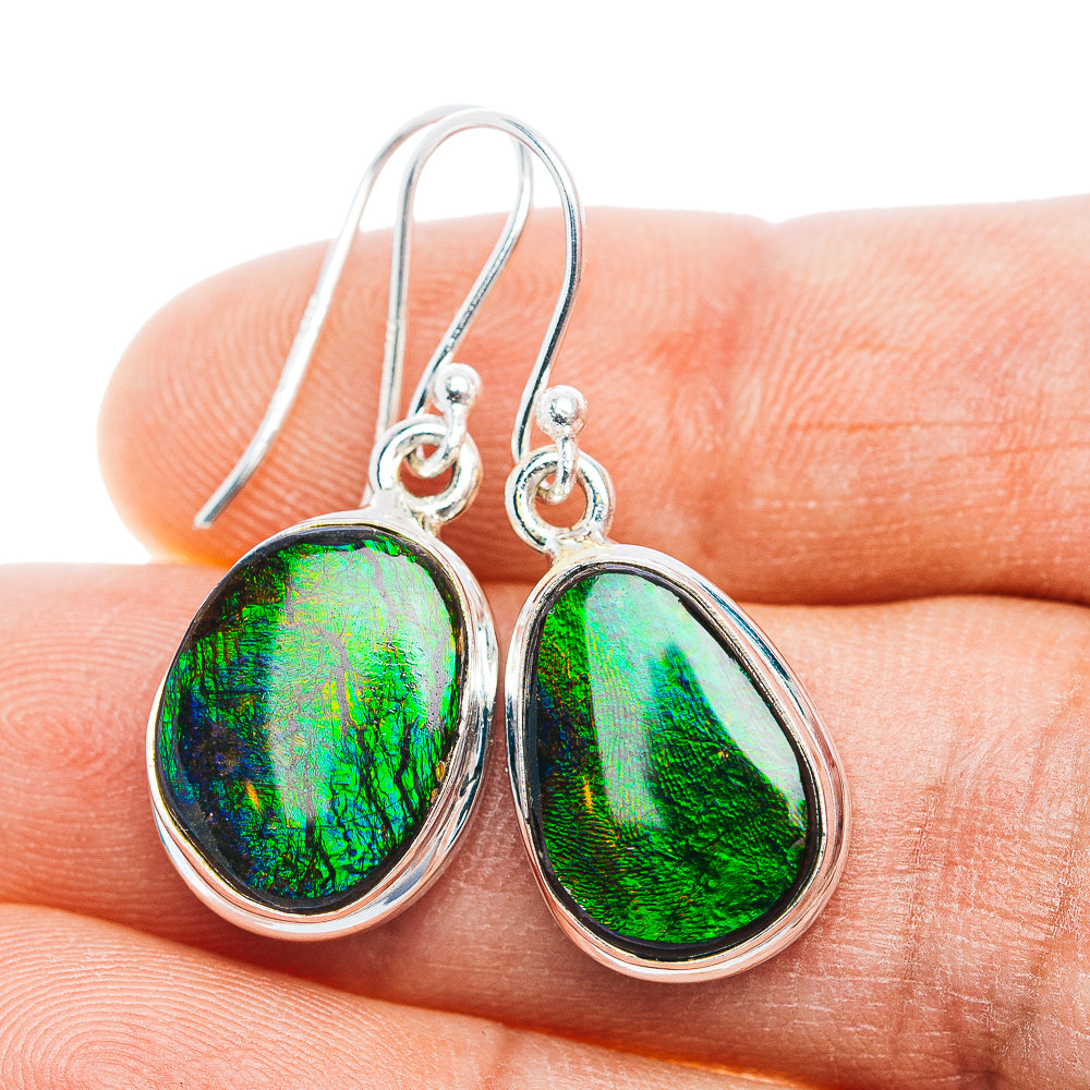 Premium Canadian Ammolite Earrings 1 1/4" (.925 Sterling Silver)